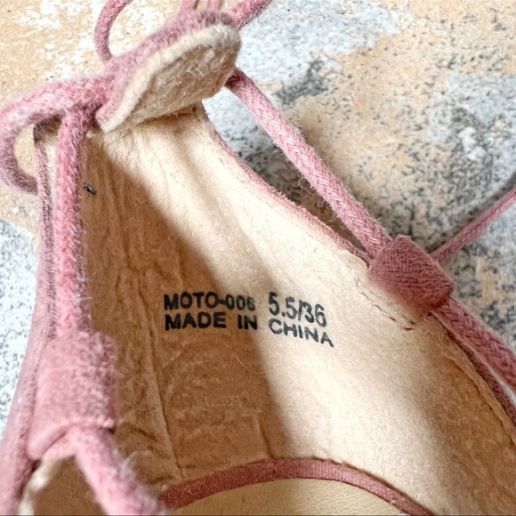CHINESE LAUNDRY Heels Womens Size 5.5 Pink Suede Wrap Around Ankle Laced Ballet - Picture 8 of 8